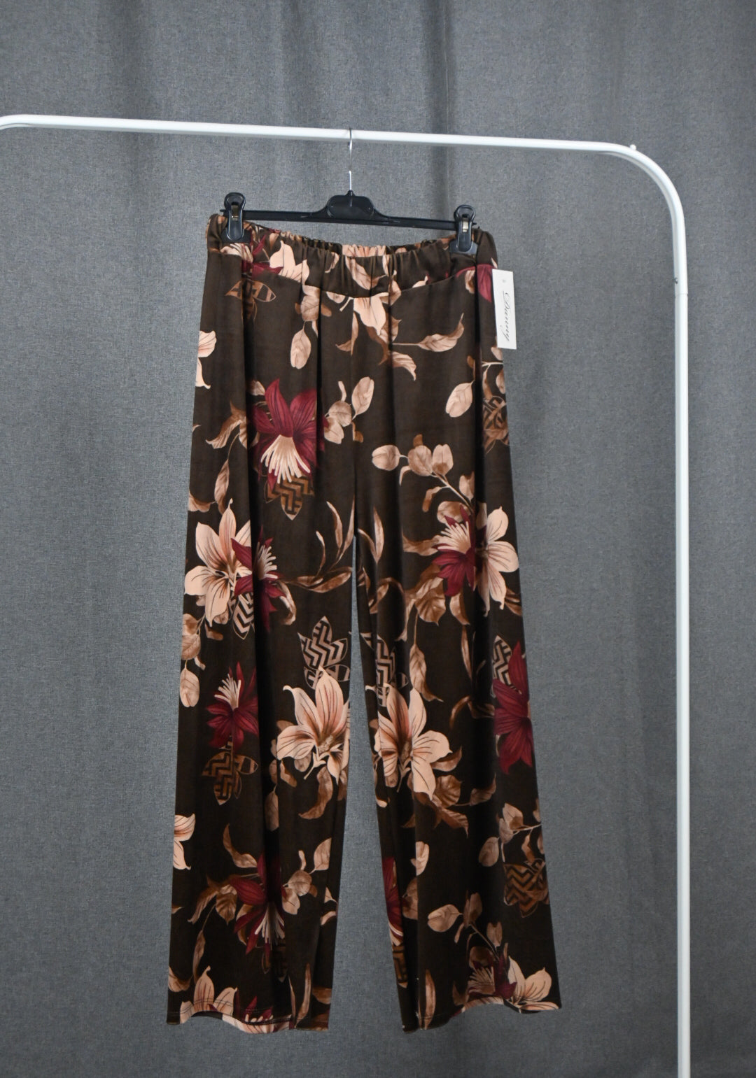 Pantalone in velluto stampa fiori